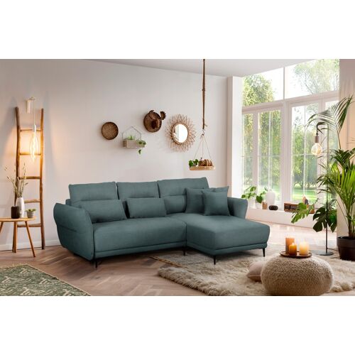 Inosign Ecksofa INOSIGN „Santorin“ Sofas Gr. B/H/T: 252 cm x 72 cm x 166 cm, Flachgewebe, Recamiere rechts, Mit Bettfunktion, mit Bettkasten, grau (niagara) Ecksofas in 3 Größen