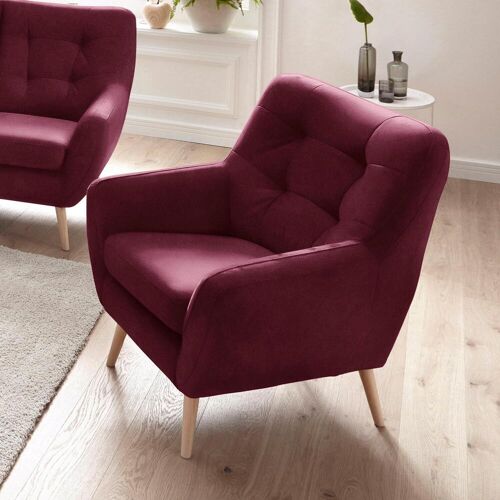 Exxpo – Sofa Fashion Sessel EXXPO – SOFA FASHION „Scandi“ Gr. Luxus-Microfaser, Sessel, B/H/T: 87 cm x 92 cm x 92 cm, rot (burgunder) Einzelsessel Sessel