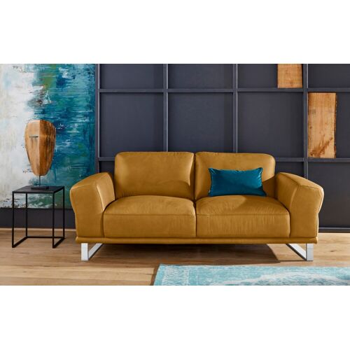 W.Schillig 2-Sitzer W.SCHILLIG „montanaa“ Sofas Gr. B/H/T: 192 cm x 78 cm x 94 cm, Longlife Xtra-Leder Z69, gelb (kurkuma z69) 2-Sitzer Sofas mit Metallkufen in Chrom glänzend, Breite 192 cm