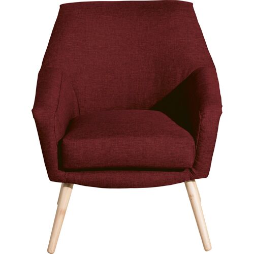 Max Winzer Cocktailsessel MAX WINZER „Alan“ Sessel Gr. Flachgewebe 16523, B/H/T: 67 cm x 81 cm x 71 cm, rot Clubsessel Cocktailsessel im Retrolook, Füße in Buche natur