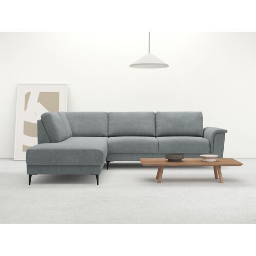 Places Of Style Ecksofa PLACES OF STYLE „Isaiah“ Sofas Gr. B/H/T: 267 cm x 86 cm x 212 cm, Struktur weich, Ottomane links, grau (niagara) Ecksofas Sitz mit Komfortschaum