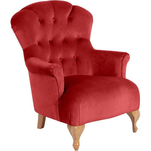 Max Winzer Chesterfield-Sessel MAX WINZER „Clara“ Sessel Gr. Samtvelours, B/H/T: 80 cm x 99 cm x 82 cm, rot (ziegel) Chesterfield Sessel mit edler Knopfheftung