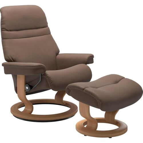 Stressless Fußhocker STRESSLESS „Sunrise“ Hocker Gr. B/H/T: 57 cm x 39 cm x 40 cm, Leder BATICK, braun (mole batick) Fußhocker mit Classic Base, Gestell Eiche