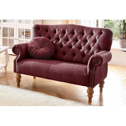 Home Affaire Chesterfield-Sofa HOME AFFAIRE „Lord“ Sofas Gr. B/H/T: 138 cm x 93 cm x 84 cm, Luxus-Microfaser Lederoptik, rot Chesterfieldsofas mit echter Chesterfield-Knopfheftung und Ziernägeln