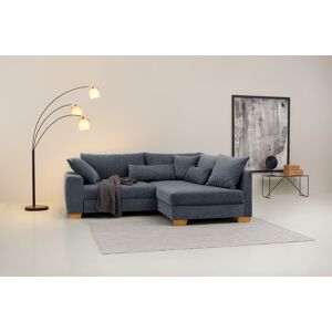 Ecksofa HOME AFFAIRE Sofas Gr. B/H/T: 227 cm x 77 cm x 190 cm, Aqua Clean Pascha, Ottomane rechts, ohne Bettfunktion, blau (blaugrau) Ecksofas Bestseller