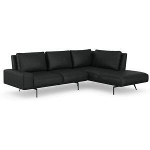 Ecksofa MACHALKE Sofas Gr. B/H/T: 290 cm x 90 cm x 100 cm, Leder SADDLE, Ottomane rechts, schwarz (black saddle) Leder-Ecksofas