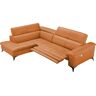 Ecksofa EGOITALIANO "Martine" Sofas Gr. B/H/T: 272 cm x 96 cm x 203 cm, Leder BULL, Ottomane links, mit elektrischer Rela x funktion-mit manueller Kopfteilverstellung, orange Leder-Ecksofas mit Ottomane, elektrischer Relaxfunktion und Kopfteilverstellung