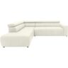 Ecksofa DOMO COLLECTION "Brandon L-Form, auch in Leder" Sofas Gr. B/H/T: 275 cm x 80 cm x 228 cm, Lu x us-Kunstleder, Ottomane links, ohne Sitztiefenverstellung, ohne Nierenkissen, weiß Ecksofas inklusive Kopfteilverstellung, wahlweise mit Sitztiefenverst