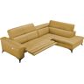 Ecksofa EGOITALIANO "Martine" Sofas Gr. B/H/T: 272 cm x 96 cm x 203 cm, Leder BULL, Ottomane rechts, mit elektrischer Rela x funktion-mit manueller Kopfteilverstellung, gelb Leder-Ecksofas mit Ottomane, elektrischer Relaxfunktion und Kopfteilverstellung