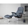 Relaxsessel STRESSLESS "Consul" Sessel Gr. Leder PALOMA, Cross Base Wenige, L, Rela x funktion-Drehfunktion-Plus™System-Gleitsystem-BalanceAdapt™, B/H/T: 91 cm x 102 cm x 79 cm, blau (sparrow blue paloma) Lesesessel und Relaxsessel