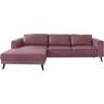 Ecksofa INOSIGN "Junis" Sofas Gr. B/H/T: 280 cm x 85 cm x 167 cm, Velours, Recamiere links, mit Schlaffunktion und Bettkasten, rosa (altrosa) Ecksofas