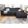 Ecksofa SIT&MORE "Xenia L-Form" Sofas Gr. B/H/T: 271 cm x 94 cm x 168 cm, Lu x us-Microfaser ALTARA NUBUCK, Recamiere rechts, mit Bettfunktion, schwarz (schwarz, dunkelgrau) Ecksofas