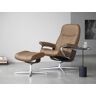 Relaxsessel STRESSLESS "Consul" Sessel Gr. Leder PALOMA, Cross Base Wenige, M, Rela x funktion-Drehfunktion-Plus™System-Gleitsystem-BalanceAdapt™, B/H/T: 82 cm x 102 cm x 72 cm, braun (almond paloma) Lesesessel und Relaxsessel