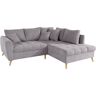 Ecksofa HOME AFFAIRE "Penelope Luxus L-Form" Sofas Gr. B/H/T: 224 cm x 90 cm x 191 cm, Struktur fein, Ottomane rechts, grau (hellgrau) Ecksofas