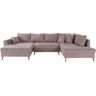 Wohnlandschaft HOME AFFAIRE "Penelope Luxus U-Form" Sofas Gr. B/H/T: 339 cm x 90 cm x 190 cm, Lu x us-Microfaser weich, Recamiere links, rosa (flamingo) Wohnlandschaften