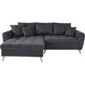 Ecksofa HOME AFFAIRE "Penelope Luxus L-Form" Sofas Gr. B/H/T: 246 cm x 90 cm x 170 cm, Lu x us-Microfaser Lederoptik, Recamiere links, grau (graphit) Ecksofas