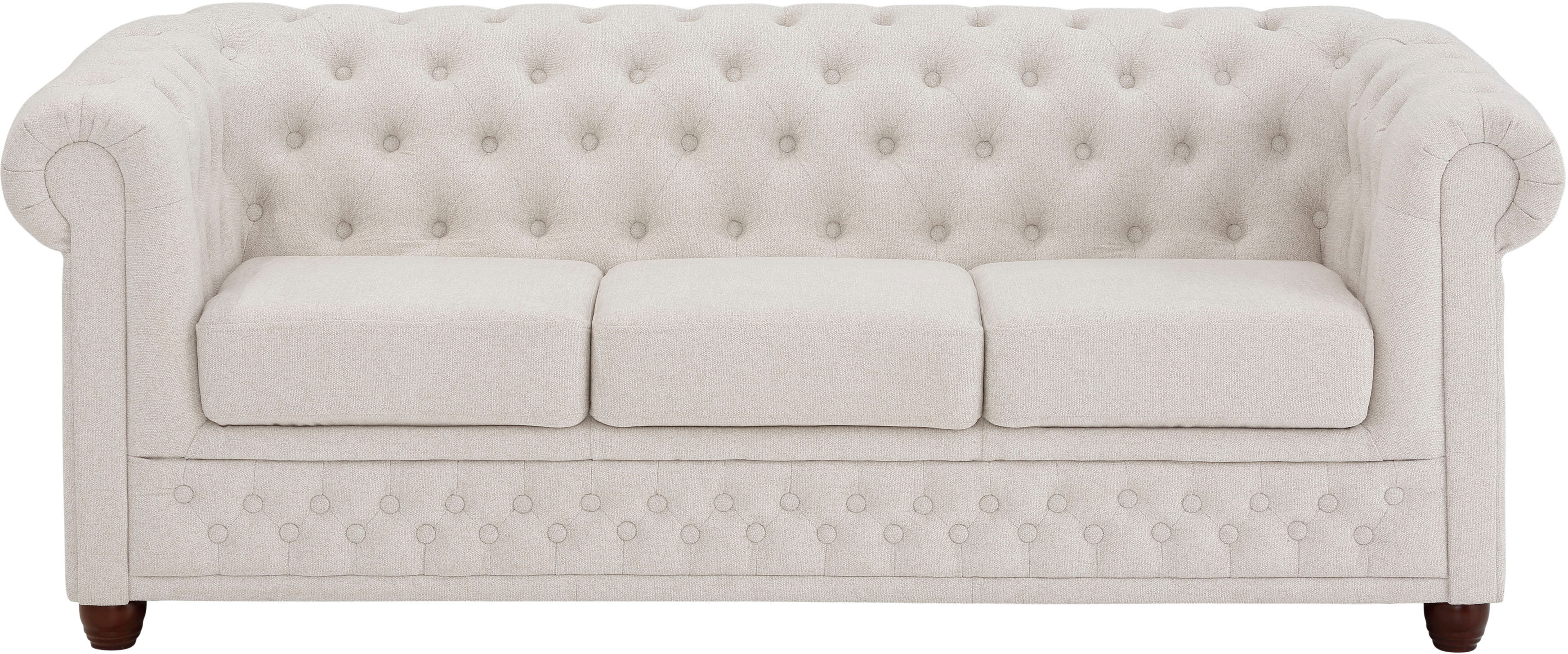 Chesterfield-Sofa HOME AFFAIRE "New Castle" Sofas Gr. B/H/T: 203 cm x 72 cm x 86 cm, Struktur weich, beige Chesterfieldsofas