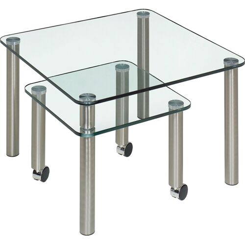 Couchtisch VIERHAUS Tische Gr. B/H/T: 70 cm x 39 cm x 70 cm, farblos (glas) Couchtisch Runde Couchtische Glas-Couchtisch rund oval