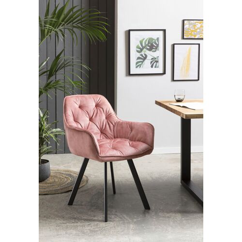 SalesFever Armlehnstuhl, (Set), 2 St., Samtvelours B/H/T: 58 cm x 84 62 cm, Samtoptik rosa Armlehnstuhl Esszimmerstühle Stühle Sitzbänke