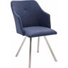 Esszimmerstuhl MCA FURNITURE "Madita 4 Fuß Stuhl B-eckig" Stühle Gr. B/H/T: 54 cm x 88 cm x 62 cm, 2 St., Velours in Lederoptik uni, 4-Bein-Stuhl + Edelstahl, blau (nachtblau) Küchenstühle