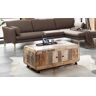 Couchtisch HOME AFFAIRE "Bully" Tische Gr. B/H/T: 110 cm x 47 cm x 72 cm, beige (natur, metall) Couchtische eckig