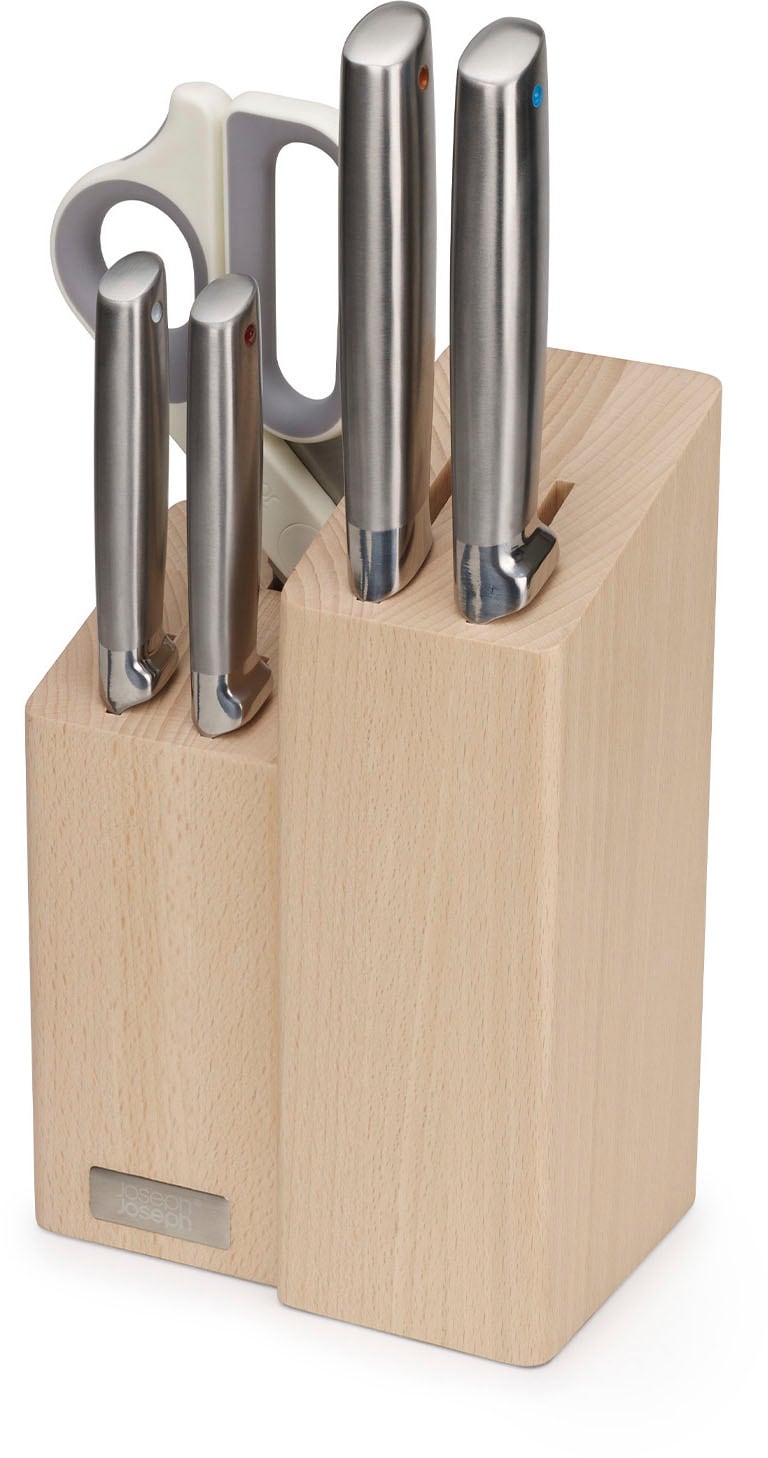 Joseph Joseph Messer-Set JOSEPH "Elevate Fusion 5pc Knife & Scissor Block" Kochmesser-Sets braun Küchenmesser-Sets
