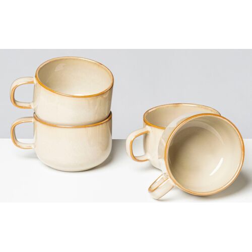 Gipfelstück Tasse GIPFELSTÜCK „Nebelwald“ Trinkgefäße Gr. x, 220 ml, 4 tlg., beige (beige, braun) Kaffeetasse Kaffeebecher und Kaffeetassen Scandi-Style, Reaktivglasur, jedes Stück ein Unikat, 4-teilig