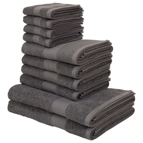 My Home Handtuch Set MY HOME "Melli" Handtuch-Sets 10 tlg., grau Handtücher Badetücher Handtuchset in dezenten Farben, Baumwoll-Handtücher