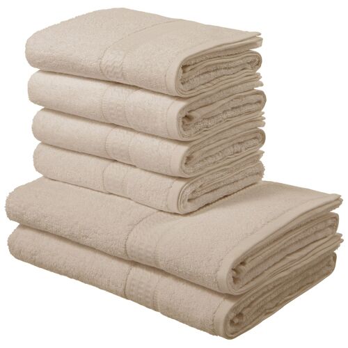 Handtuch Set MY HOME "Juna, Duschtücher, Handtücher" Handtücher (Packung) Gr. (6 St.), beige (creme) Handtuch-Sets