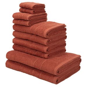 My Home Handtuch Set MY HOME "Inga, Handtücher mit feiner Bordüre" Handtuch-Sets Gr. 10 tlg., orange (terrakotta) Handtuch-Sets Duschtücher, Handtücher, Gästetücher, Seiftücher aus 100% Baumwolle