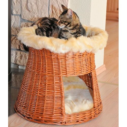 SILVIO design Tierkorb Weidenkorbturm B/H/L: 55 cm x 50 braun Katzenkörbe -kissen Katze Tierbedarf