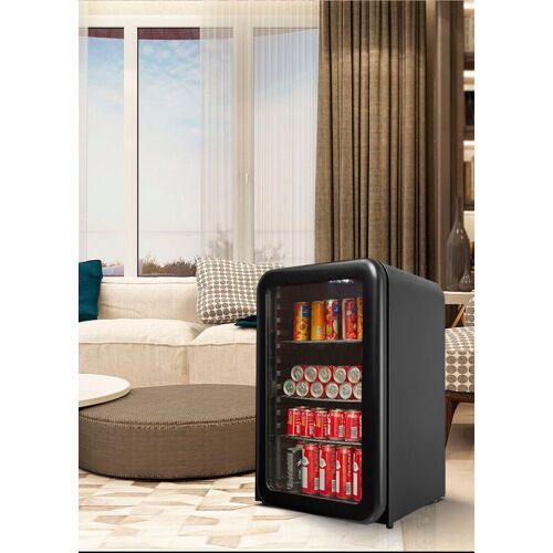 Hanseatic F (A bis G) HANSEATIC Getränkekühlschrank "HBC68FRBH" Kühlschränke schwarz Retrokühlschränke Kühlschrank