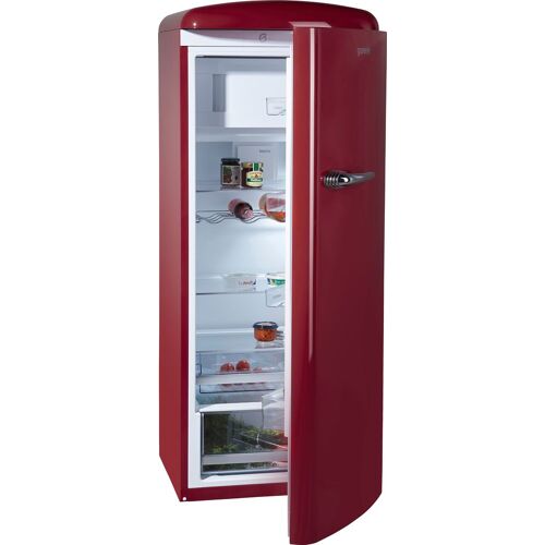 GORENJE Kühlschrank, ORB153R, 154 cm hoch, 60 breit, breit E (A bis G) Rechtsanschlag burgundy Kühlschrank Retrokühlschränke Kühlschränke Haushaltsgeräte