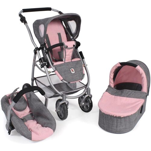 Kombi-Puppenwagen CHIC2000 "Emotion All In 3in1, Grau-Rosa" Puppenwagen bunt (grau, rosa) Kinder Puppenwagen -trage