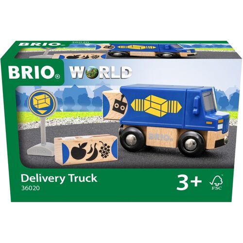 Brio Spielzeug-LKW BRIO "Holzspielzeug, BRIO WORLD, Zustell-Fahrzeug" Spielzeugfahrzeuge bunt (blau, holzfarben) Kinder Spielzeug-LKW FSC- schützt Wald - weltweit