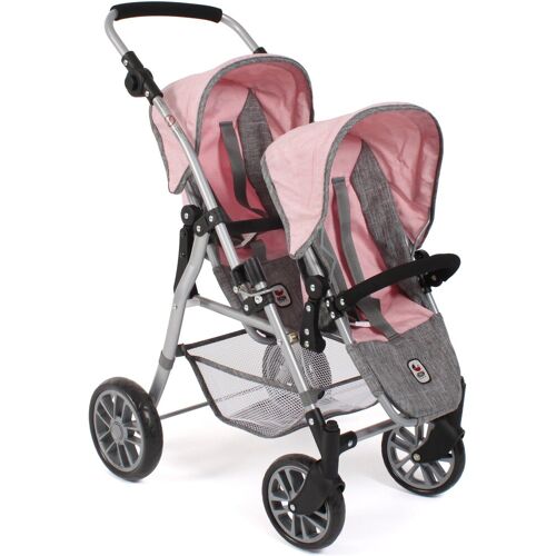 Puppen-Zwillingsbuggy CHIC2000 "Twinny, Grau-Rosa" Puppenwagen rosa (grau, rosa) Kinder Puppenwagen -trage