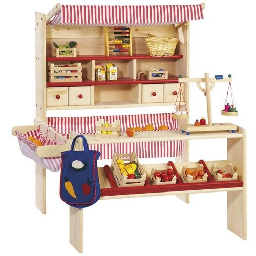 Kaufladen PINOLINO "Marktstand Lucy" Kaufläden beige (natur, rot) Kinder Kaufladen Zubehör