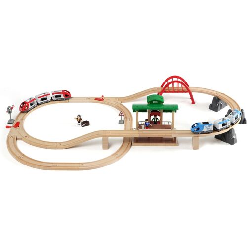 Spielzeug-Eisenbahn BRIO "BRIO WORLD, Großes Bahn Reisezug Set" Spielzeugfahrzeuge beige (natur) Kinder Ab 3-5 Jahren