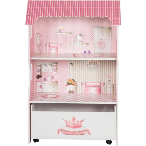 Roba Puppenhaus ROBA "Holzspielzeug, Puppenvilla für Ankleidepuppen" Puppenhäuser rosa Kinder Puppenhaus