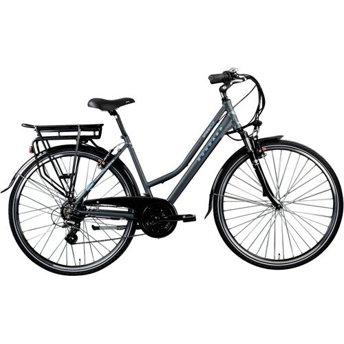 Zündapp E-Bike ZÜNDAPP "Green 7.7 Damen" E-Bikes 48 cm, 28 Zoll (71,12 cm), grau Elektro-Trekkingräder