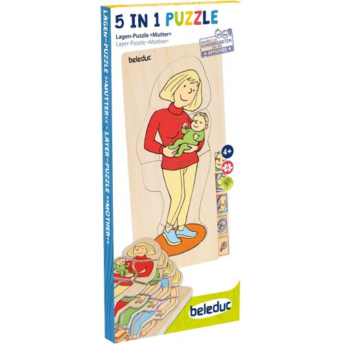 Beleduc Konturenpuzzle BELEDUC "Lagen Puzzle - Mutter" Puzzles bunt Kinder Altersempfehlung Puzzles