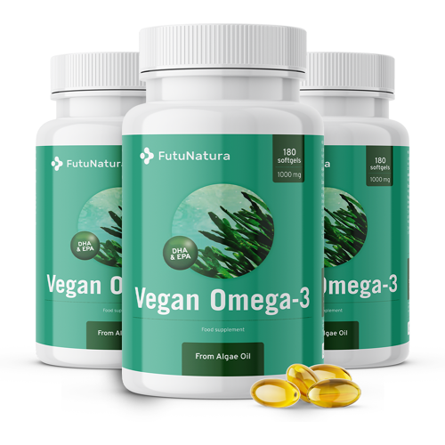 FutuNatura 3x Veganes Omega-3 aus Algen 1000 mg, zusammen 540 Weichkapseln