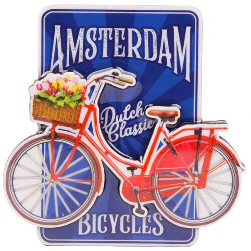 Matix magnet Fahrrad Amsterdam 8,5 x 8,5 cm MDF rot/blau