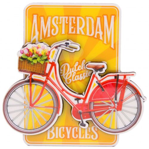 Matix magnet Fahrrad Amsterdam 8,5 x 8,5 cm MDF rot/gelb