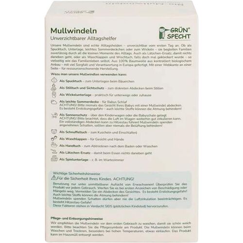 Grünspecht 5er-Pack Bio-Mullwindeln weiss