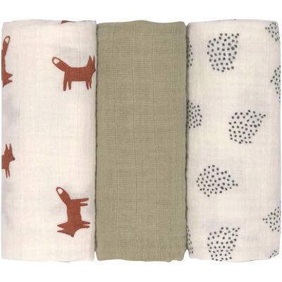 Lässig 3er-Pack Mullwindeln 60x60 cm gruen Lässig 3er-Pack Mullwindeln 60x60 cm gruen