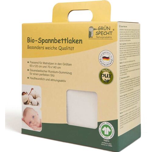 Grünspecht Bio-Spannbetttuch 60x120 - 70x140 cm weiss