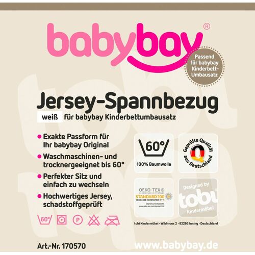 Babybay® Jersey-Spannbetttuch für Matratze Umbausatz Original und Maxi weiss