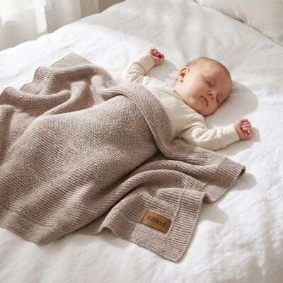 FILLIKID - Strick 80x100 cm - taupe - 100% Baumwolle - Babydecke FILLIKID - Strick 80x100 cm - taupe - 100% Baumwolle - Babydecke