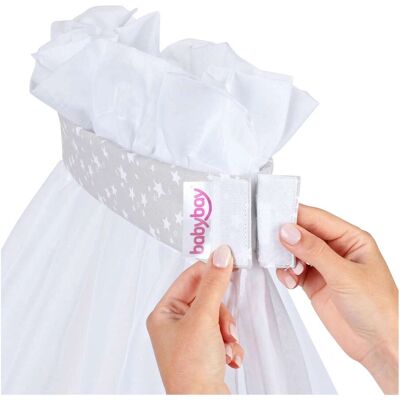 Babybay® Himmel Piqué mit Band passend für alle babybay Modelle grau Babybay® Himmel Piqué mit Band passend für alle babybay Modelle grau